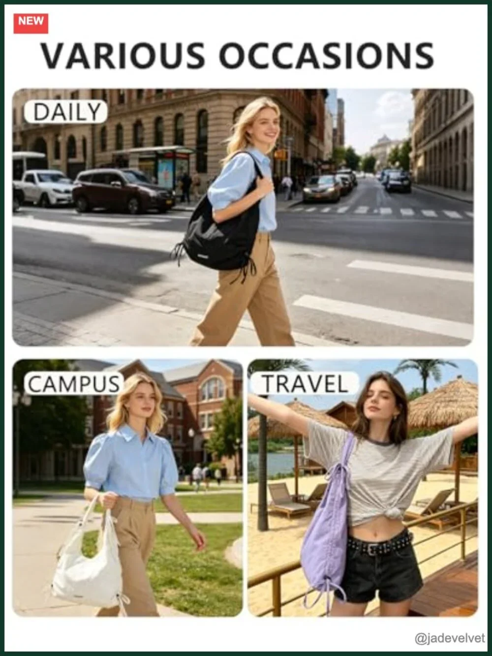 Large Nylon Hobo Bag with Magnetic Closure, Crossbody Tote, Shoulder Bag for